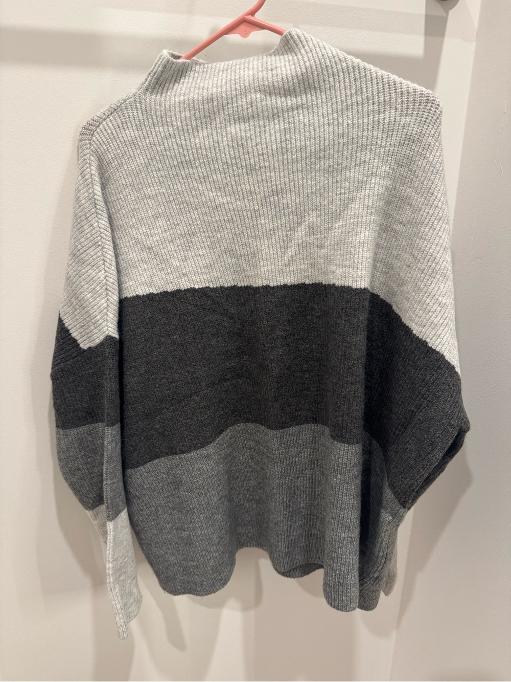 THML Colorblock Mock Neck Sweater in Light Gray and Charcoal